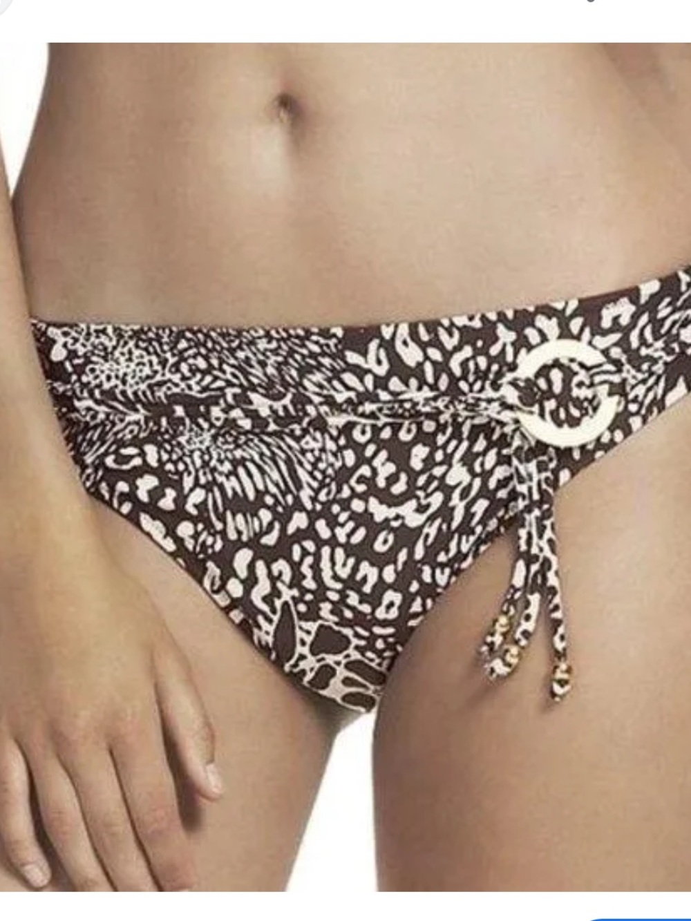 NWT Fantasie Brown & Cream Leopard-Print Bikini Bottom in Lagos print